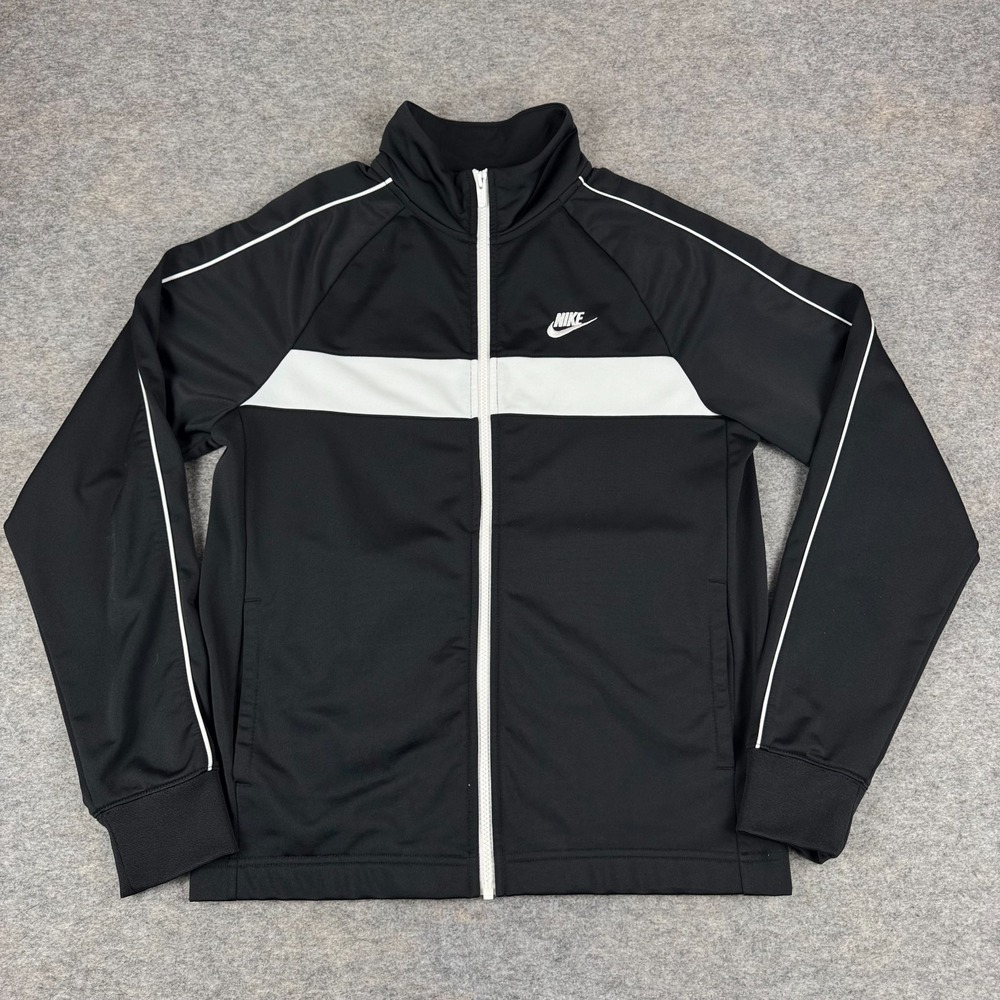 Nike Sportswear Classic Track Jacket Full Zip Pockets Black Mens Small S